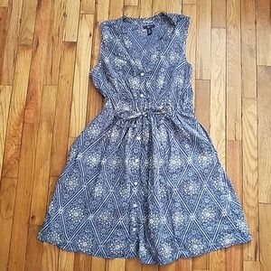 GAP  button shirt dress fit and flare tie waist